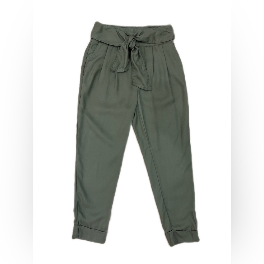 Anthropologie Cartonnier Olive Green Tie Waist Trouser Pants - Size US 0